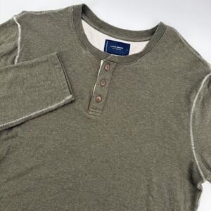 Lucky Brand Mens Green Henley Long Sleeve Shirt Size Large Cotton Casual Comfort